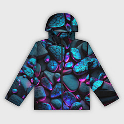 Ветровка с капюшоном женская Неоновые камни, цвет: 3D-черный