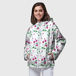 Ветровка с капюшоном женская Stars flowers, цвет: 3D-белый — фото 2