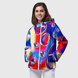 Ветровка с капюшоном женская Объемные цветные пузыри, цвет: 3D-белый — фото 2