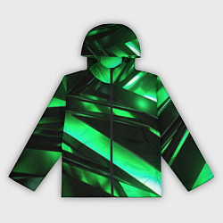 Ветровка с капюшоном женская Зеленая неоновая абстракция, цвет: 3D-черный