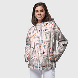 Ветровка с капюшоном женская Париж я тебя люблю, цвет: 3D-белый — фото 2
