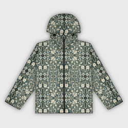 Женская ветровка Белые цветочки на сером фоне