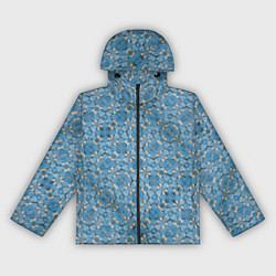 Ветровка с капюшоном женская Голубые незабудки текстура дерева, цвет: 3D-черный