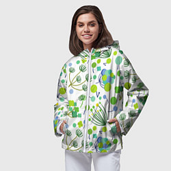 Ветровка с капюшоном женская Green bloom, цвет: 3D-белый — фото 2