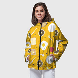 Ветровка с капюшоном женская Вкусный завтрак, цвет: 3D-черный — фото 2