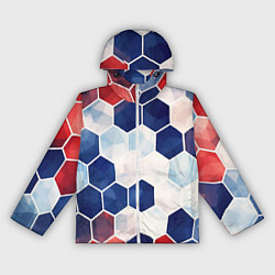 Ветровка с капюшоном женская Плиты белые синие красные, цвет: 3D-белый