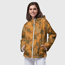 Ветровка с капюшоном женская Мексиканские оранжевые папаротники, цвет: 3D-белый — фото 2
