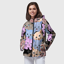 Ветровка с капюшоном женская Cats party, цвет: 3D-черный — фото 2