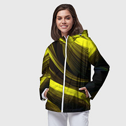 Ветровка с капюшоном женская Черные и желтые линии, цвет: 3D-белый — фото 2