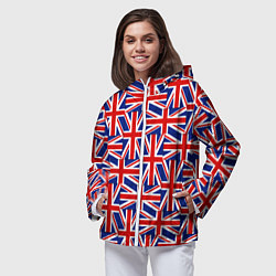 Ветровка с капюшоном женская Флаги Великобритании, цвет: 3D-белый — фото 2