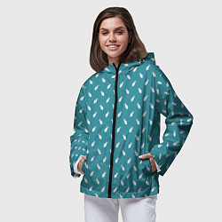 Ветровка с капюшоном женская Зайчик в скафандре, цвет: 3D-черный — фото 2