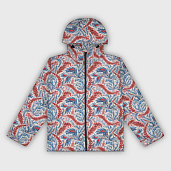 Ветровка с капюшоном женская Русские узоры текстура, цвет: 3D-черный