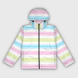 Женская ветровка Розовые и бирюзовые полосы на белом