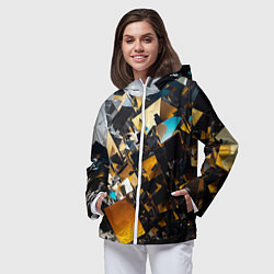 Ветровка с капюшоном женская Кубический взрывной импульс, цвет: 3D-белый — фото 2