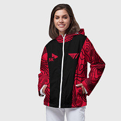 Ветровка с капюшоном женская T1 форма red, цвет: 3D-белый — фото 2