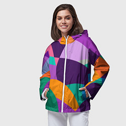 Ветровка с капюшоном женская Яркий паттерн, цвет: 3D-белый — фото 2