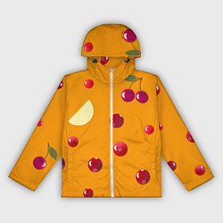 Женская ветровка Ягоды и лимон, оранжевый фон