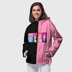 Ветровка с капюшоном женская Группа Black pink на черно-розовом фоне, цвет: 3D-черный — фото 2
