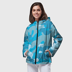 Ветровка с капюшоном женская Камуфляж военный синий, цвет: 3D-черный — фото 2