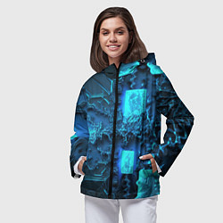 Ветровка с капюшоном женская Неоновые плиты из льда, цвет: 3D-черный — фото 2