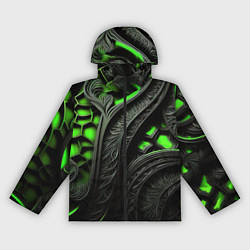 Ветровка с капюшоном женская Green black abstract, цвет: 3D-черный