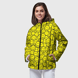 Ветровка с капюшоном женская Счастливые смайлики, цвет: 3D-черный — фото 2