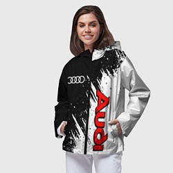 Ветровка с капюшоном женская Ауди - белые потертости, цвет: 3D-черный — фото 2