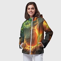 Ветровка с капюшоном женская Валуны в лаве, цвет: 3D-белый — фото 2