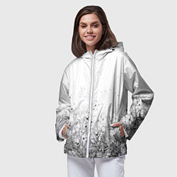 Ветровка с капюшоном женская Абстрактный геометрический фон с трещинами и брызг, цвет: 3D-белый — фото 2