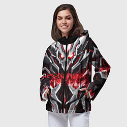 Ветровка с капюшоном женская Инопланетный красный скелет, цвет: 3D-черный — фото 2