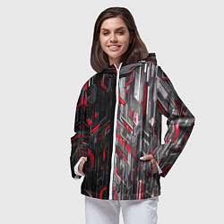 Ветровка с капюшоном женская Киберпанк стена, цвет: 3D-белый — фото 2