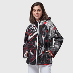 Ветровка с капюшоном женская Киберпанк доспехи, цвет: 3D-белый — фото 2