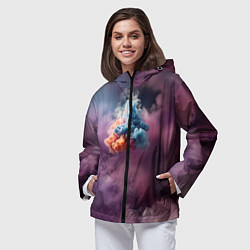 Ветровка с капюшоном женская Разноцветный клуб дыма, цвет: 3D-черный — фото 2