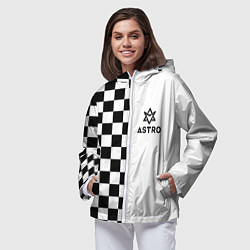 Ветровка с капюшоном женская Астро шахматка, цвет: 3D-белый — фото 2