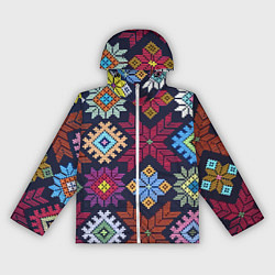 Ветровка с капюшоном женская Орнамент удмуртский, цвет: 3D-белый