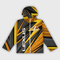 Ветровка с капюшоном женская Лексус - желтая спортивная абстракция, цвет: 3D-белый