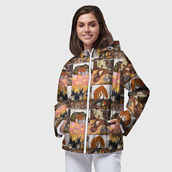 Ветровка с капюшоном женская Коллаж из рисунков с лисой, цвет: 3D-белый — фото 2