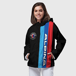 Ветровка с капюшоном женская Alpina - полосы бмв, цвет: 3D-черный — фото 2