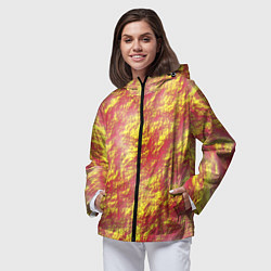 Ветровка с капюшоном женская Золото с оранжевым, цвет: 3D-черный — фото 2
