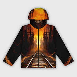 Женская ветровка Железная дорога на закате