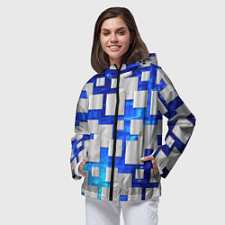 Ветровка с капюшоном женская Стальные квадраты, цвет: 3D-черный — фото 2