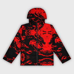 Женская ветровка Черный дракон на красном небе