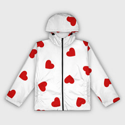 Женская ветровка Красные сердечки на белом