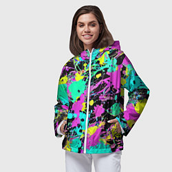 Ветровка с капюшоном женская Красочная композиция - мода, цвет: 3D-белый — фото 2