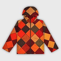 Ветровка с капюшоном женская Шахматка красно-коричневая, цвет: 3D-черный