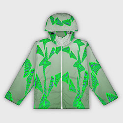 Ветровка с капюшоном женская Растительный паттерн, цвет: 3D-белый