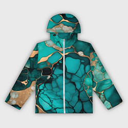 Женская ветровка Зеленый мрамор с золотыми прожилками