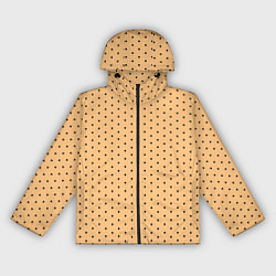 Ветровка с капюшоном женская Жёлтый в чёрный горошек, цвет: 3D-черный
