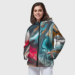 Ветровка с капюшоном женская Палитра масло, цвет: 3D-черный — фото 2