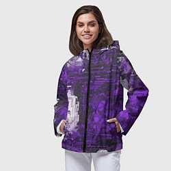 Ветровка с капюшоном женская Киберпанк заражение фиолетовое, цвет: 3D-черный — фото 2